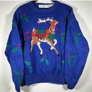 Blue Christmas Reindeer Sweater